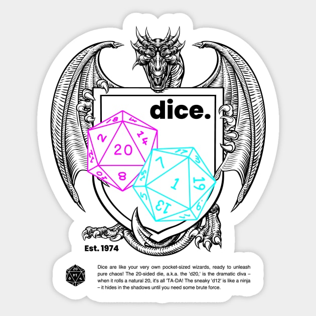 Board Game Dragon Dice Lover Black Sticker by Pink Syrup Workshop